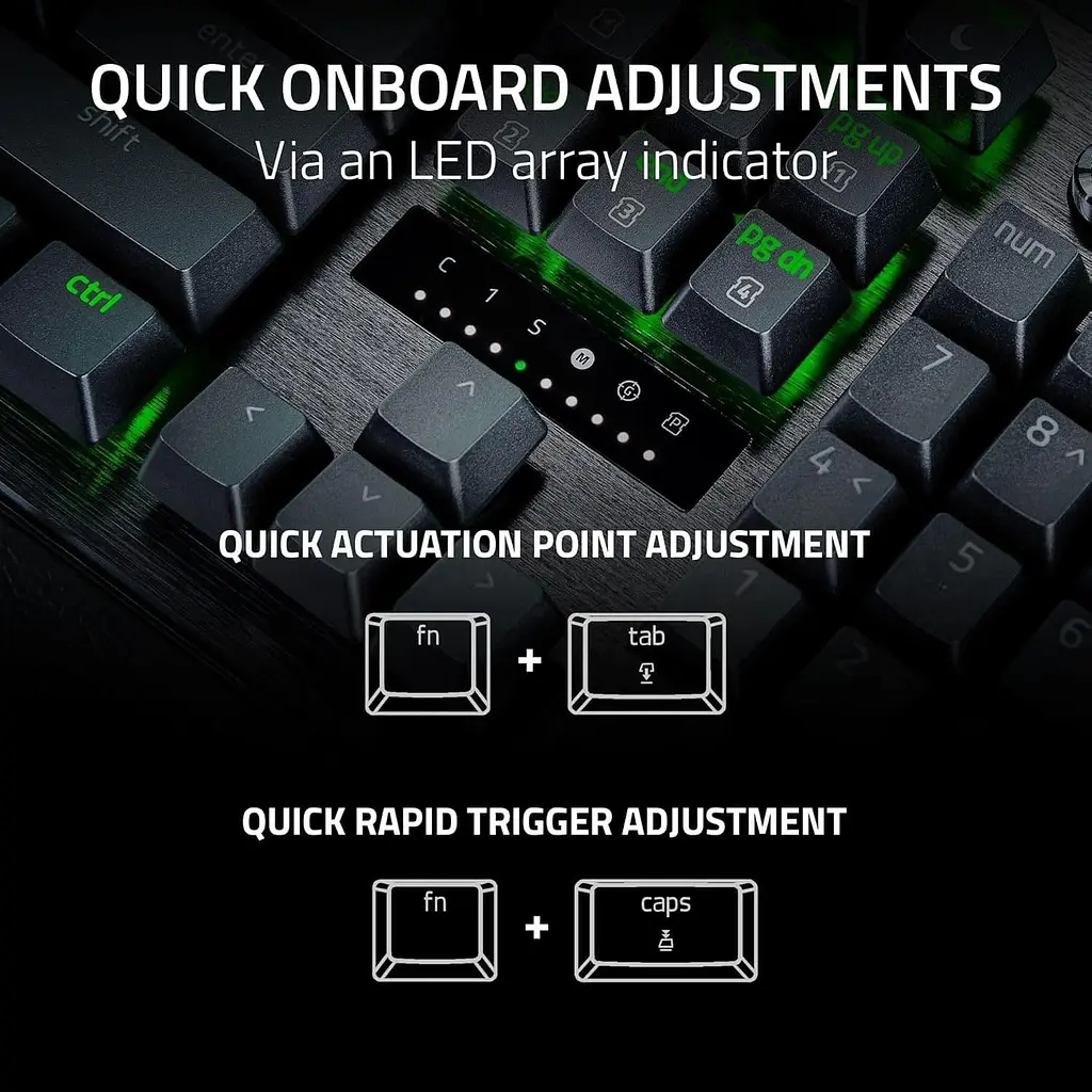 Клавиатура Razer Huntsman V3 Pro 8 кГц 104 клавиш, аналоговый оптический переключатель Gen-2, USB-A, EN, RGB, черная (RZ03-05530100-R3M1) - фото 8