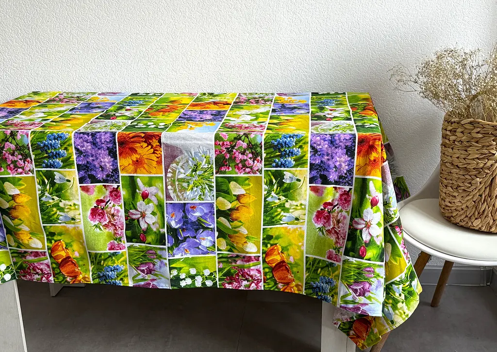 Скатертина Ecotton 150х220 см бавовняна з рогожки Весняні квіти (11550\1) (24621) - фото 4