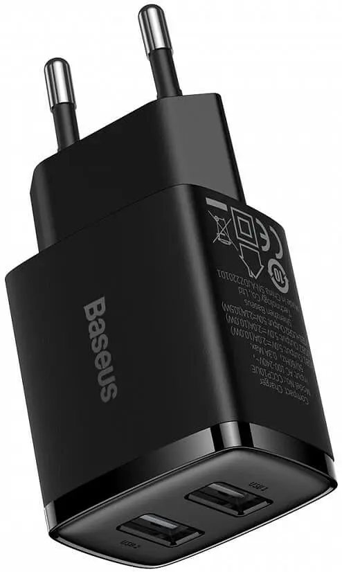 Зарядний пристрій Baseus Compact 10.5W 2 USB black (CCXJ010201) - фото 3