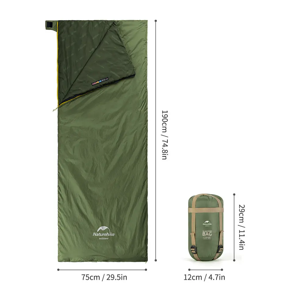 Спальний мішок Naturehike LW180 Mini NH21MSD04, лівий, темно-зелений - фото 2