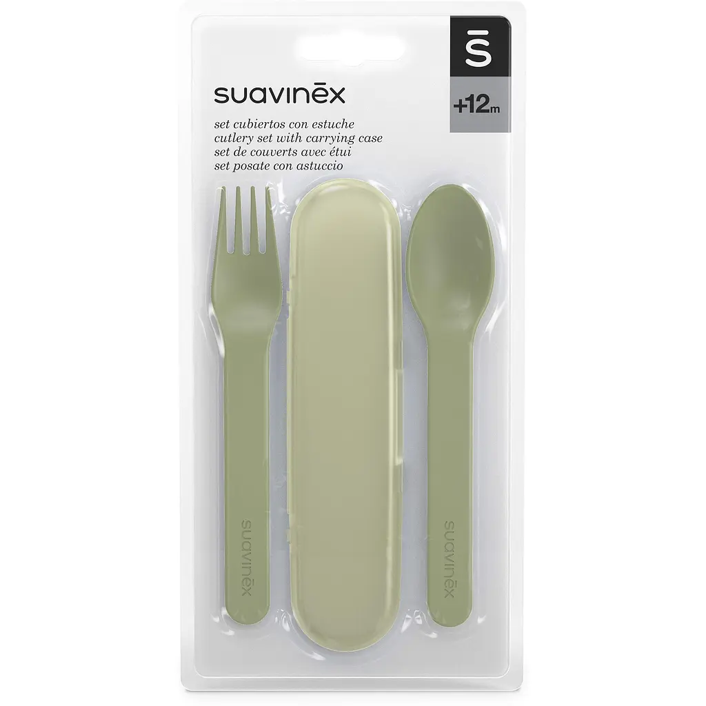 Набір столових приборів Suavinex Go natural у футлярі зелений (401507) - фото 2