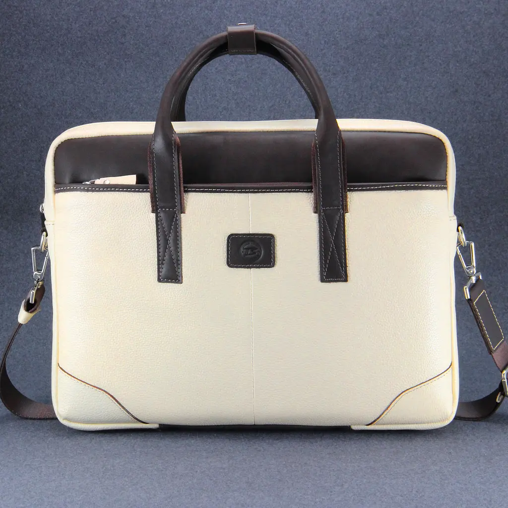 Сумка шкіряна для ноутбука 15.6' Tom Stone світло-бежева 717 M Br жіноча, MacBook 16' - фото 2