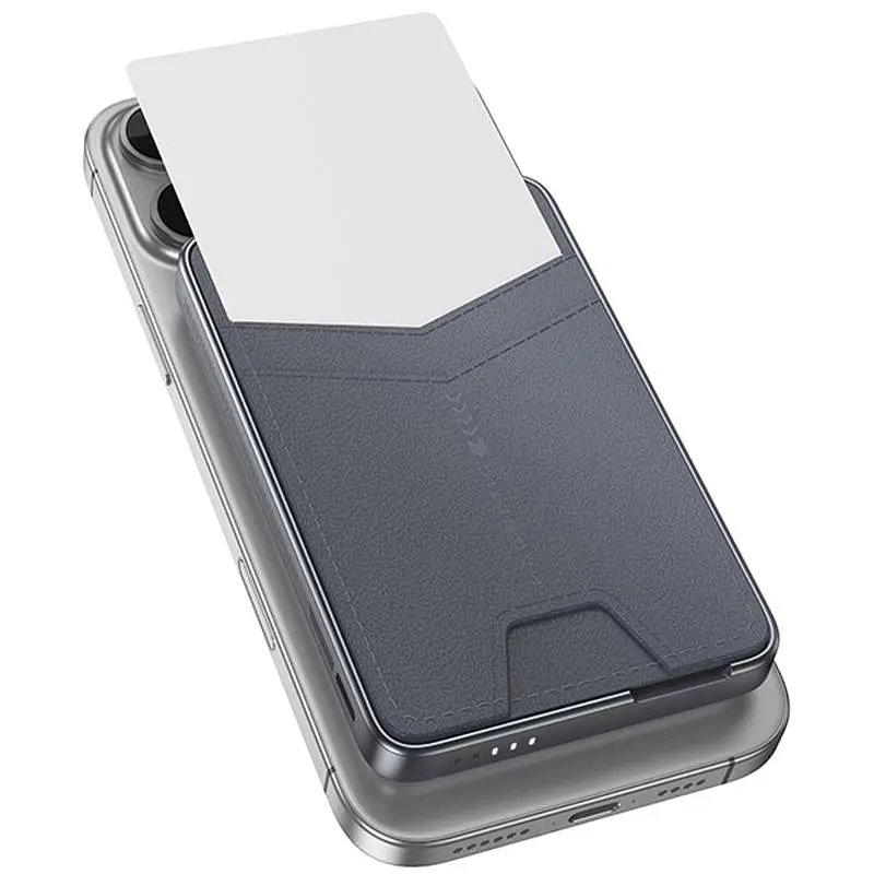 Портативне ЗП Power Bank Q46 Title PD20W із БЗП+тримач карток 5000 mAh Silver Gray Hoco teh0029391 - фото 3