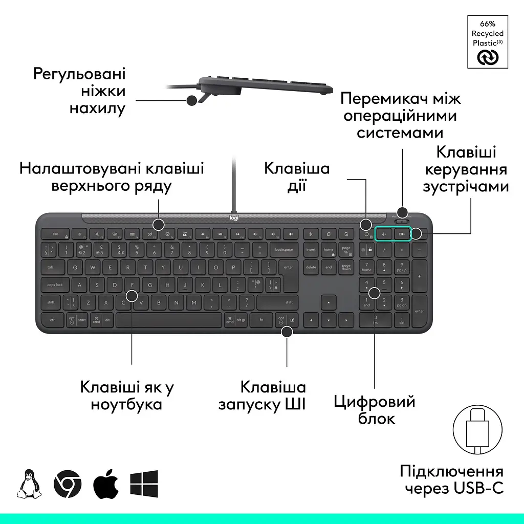 Комплект (клавіатура + миша) Logitech Signature Slim MK620 Combo for Business Graphite (920-013349) [145997] - фото 10