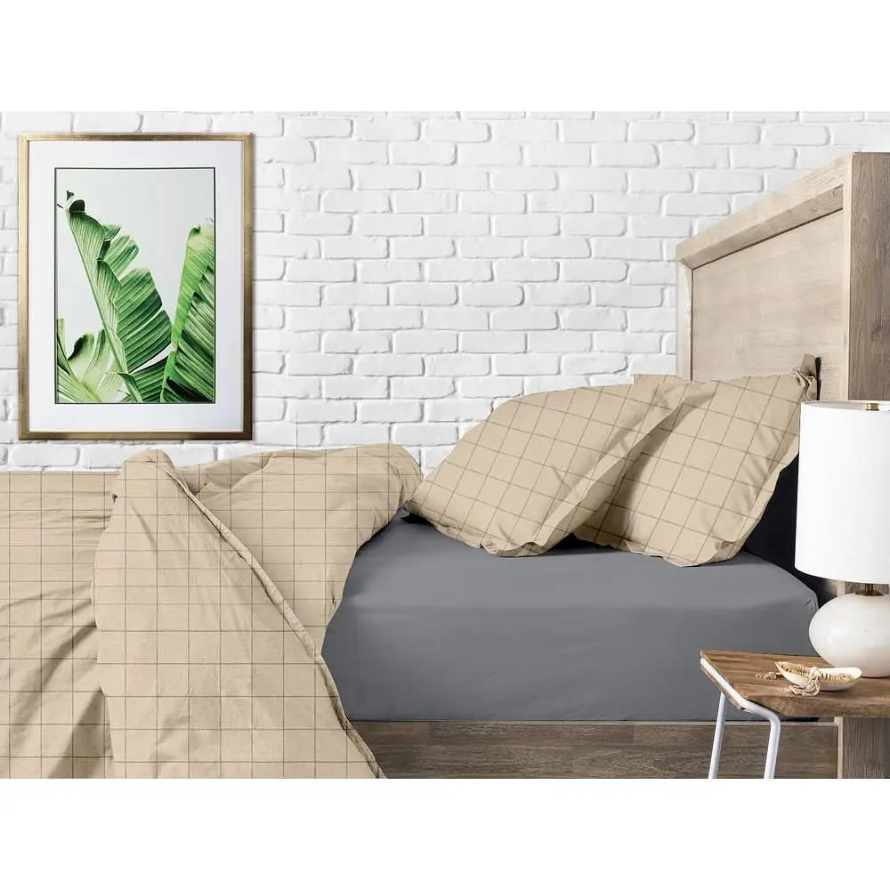 Комплект постільної білизни Cosas Beige geometry CS1 Полуторний бежевий (CellAshbeige_El-Graphite_160) - фото 3