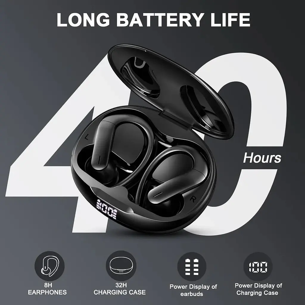 Бездротові навушники yobola, Bluetooth-навушники з глибокими басами, Hi-Fi стерео, 40 годин відтворення - фото 2