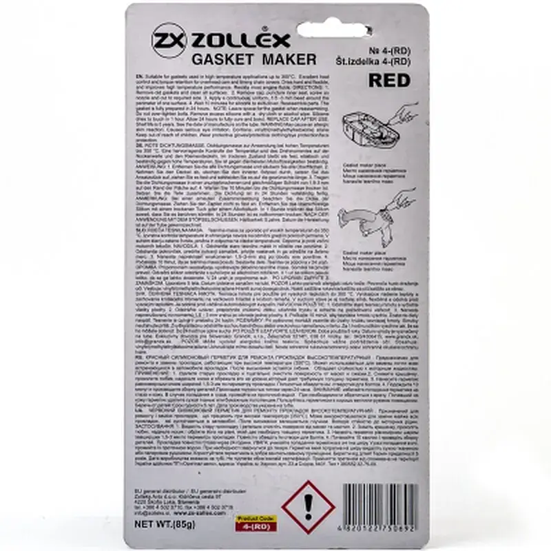 Герметик автомобільний Zollex RED-85g. (RED-85gP) - фото 2