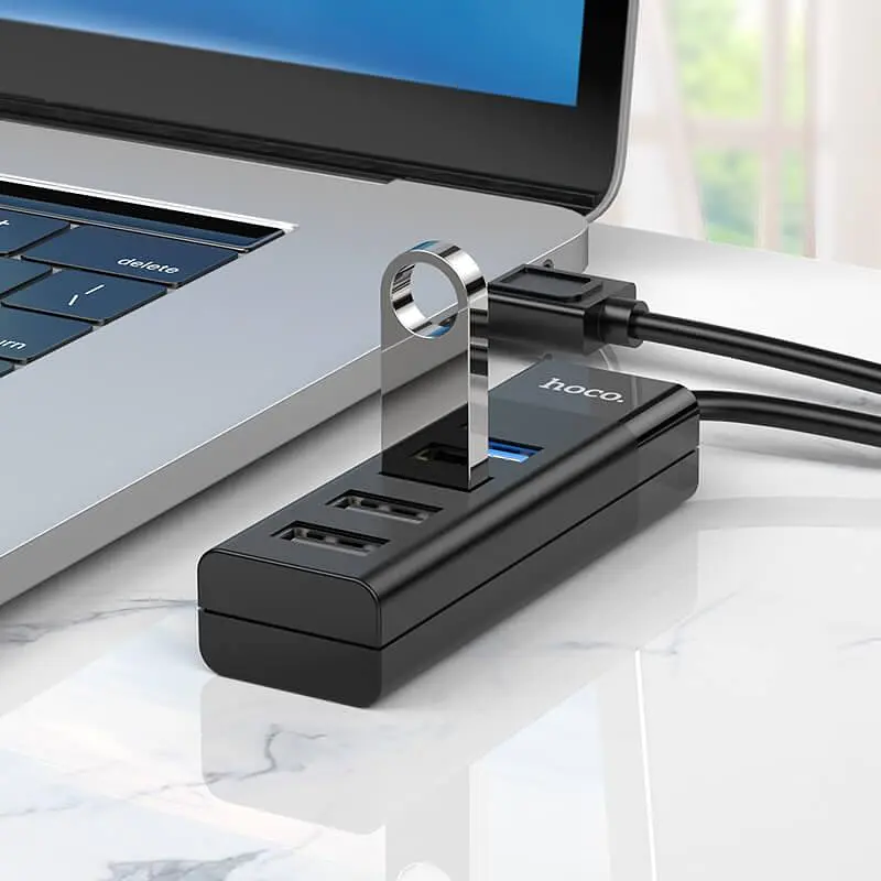 Hub-адаптер Hoco Usb Easy mix 4-in-1 converter HB25 Usb3.0+3xUsb2.0 - фото 5