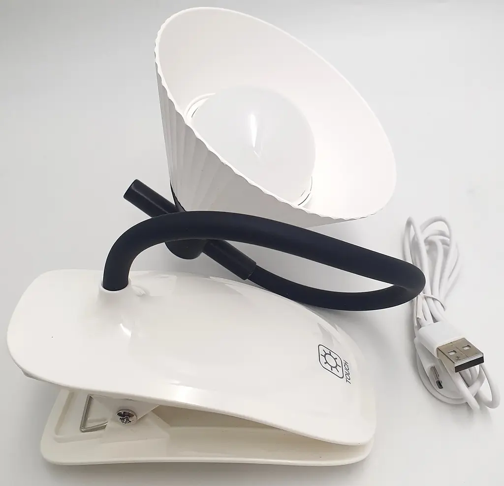 LED-лампа 4 W сенсорна світлодіодна гнучка 28 см настільна на прищіпці акумуляторна WinBoss YD03 біла - фото 4