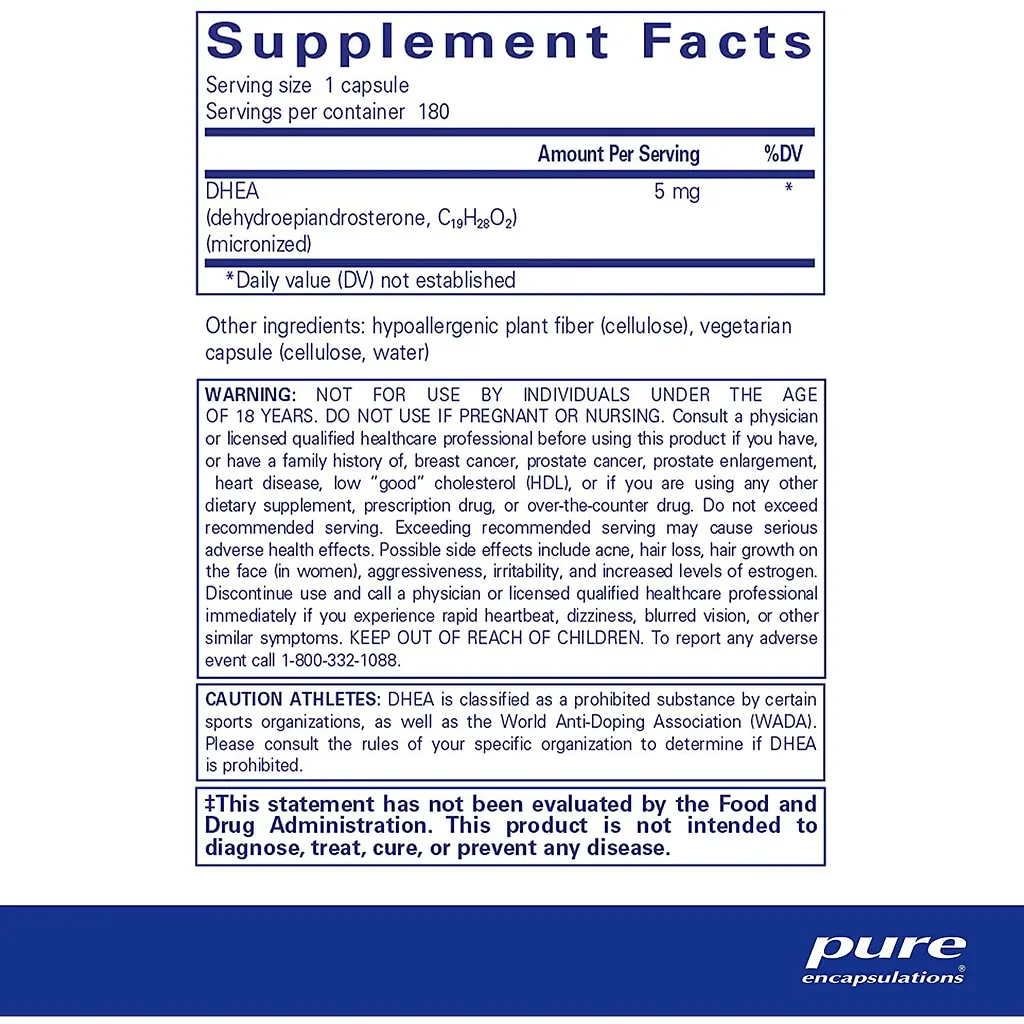 ДГЭА Pure Encapsulations DHEA 5 мг 180 капсул - фото 2