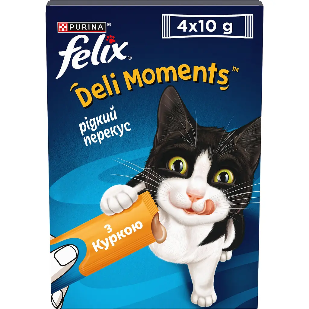 Уцінка. Вологий корм для дорослих котів Felix cмачні моменти додатковий з куркою 4 шт. х 10 г - фото 2