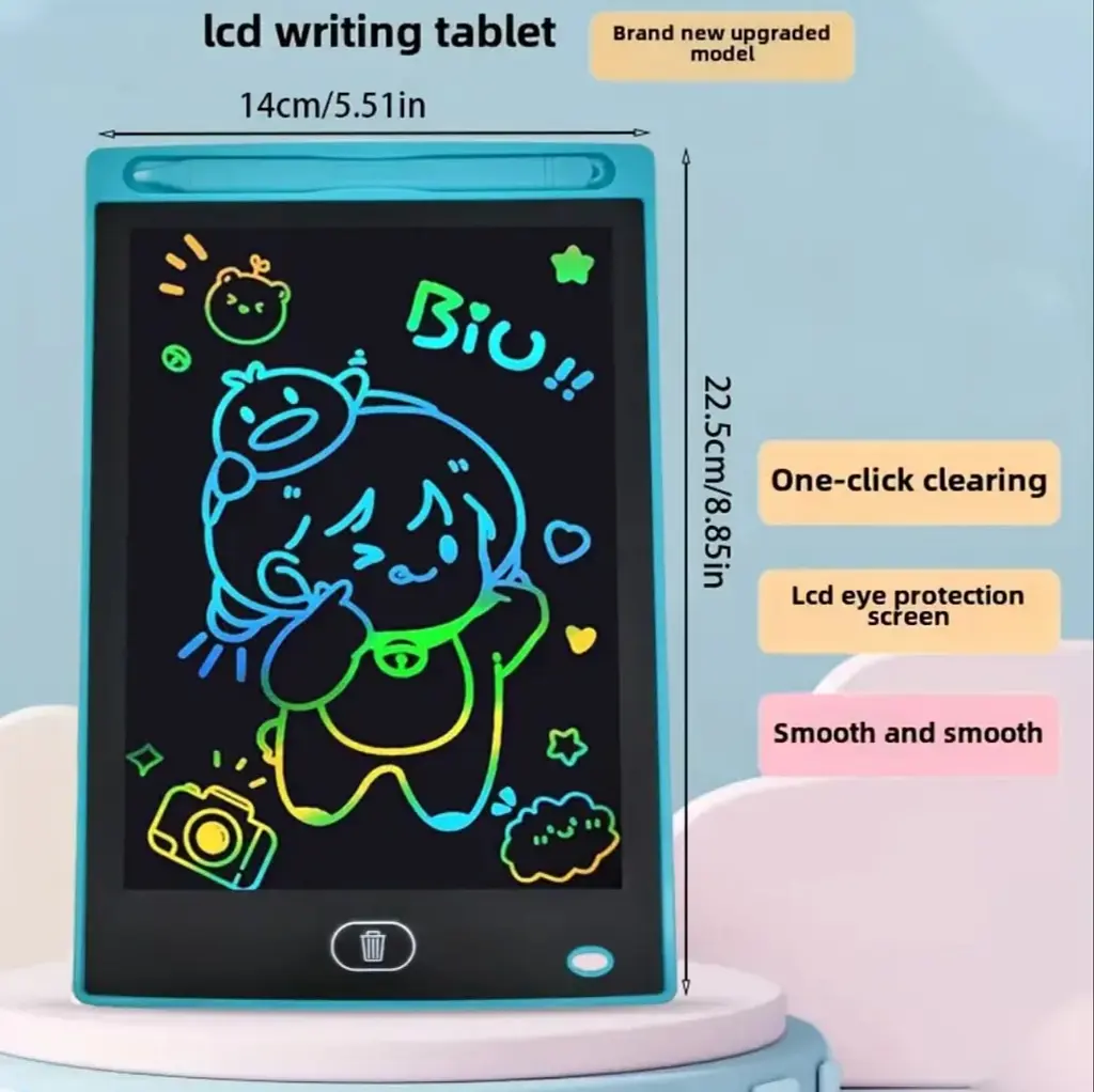 8.5 дюйма кольоровий РК-планшет для письма, дитячий блокнот для малювання графіті, планшет для малювання. Синій - фото 6