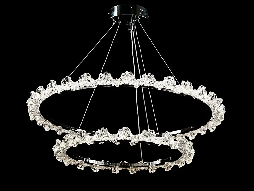 Люстра стельова LED Splendid Ray L115/600+400/2, хром/білий, 2 лампи, регульована висота, сучасний стиль для дому - фото 4