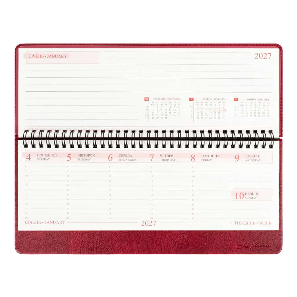Планінг-щотижневик настільний Leo Planner 2027 Persona 30х14 см 128 сторінок бордовий (252741) - фото 9