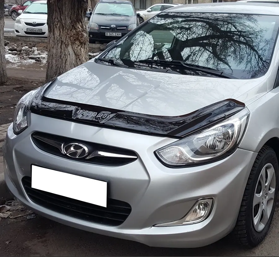 Дефлектор капоту мухобійка для Hyundai Accent Solaris 2010-2014 Євро Кріплення (Vip Tuning) HYD20 - фото 3