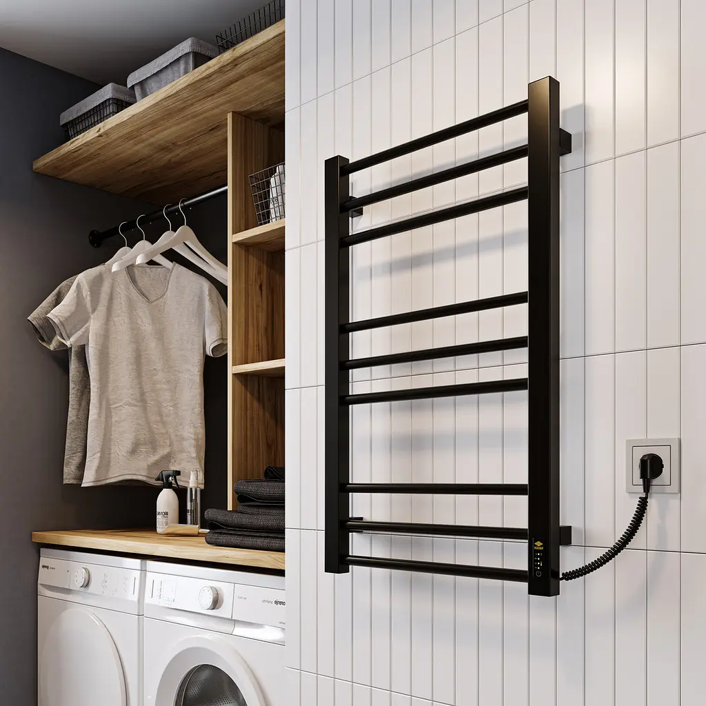 Электрический полотенцесушитель Kosser Стэп 1000x500 ER тайм. черный ДСТ03ER, Черный матовый, Правое - фото 3