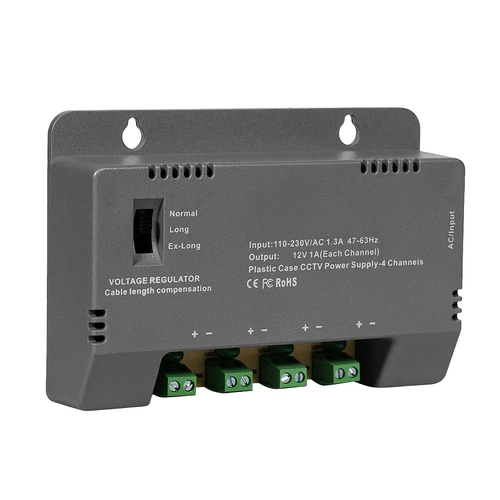 Блок живлення Kraft KRF-1204B (4CH) 60W, 4 канали навантаження, 12V/1A на 1 канал, з регулятором напруги для компенсації довжини кабелю (43-00144) - фото 3