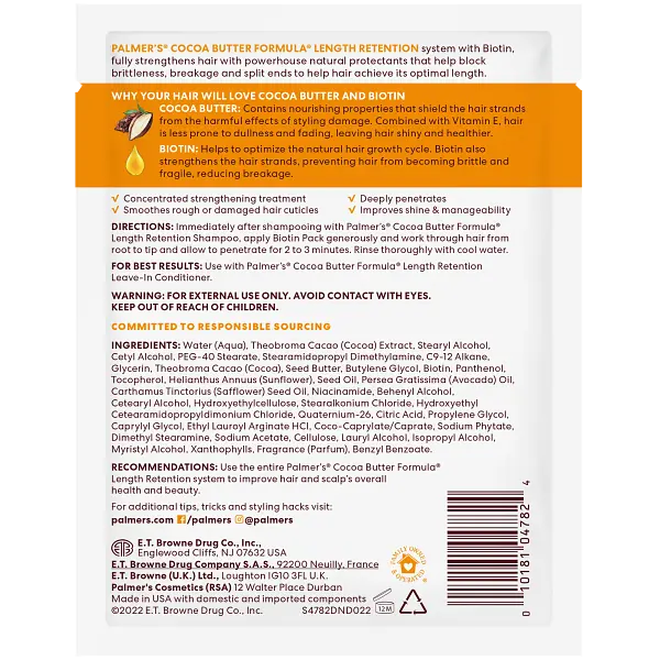 Маска з біотином для збереження довжини Palmer's Cocoa Butter Formula with vitamin E 60 г - фото 2