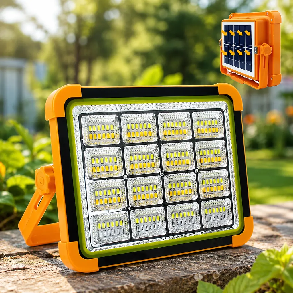 Акумуляторний прожектор PowerBank із сонячною панеллю / Світлодіодний Solar LED ліхтар 2400mAh - фото 5