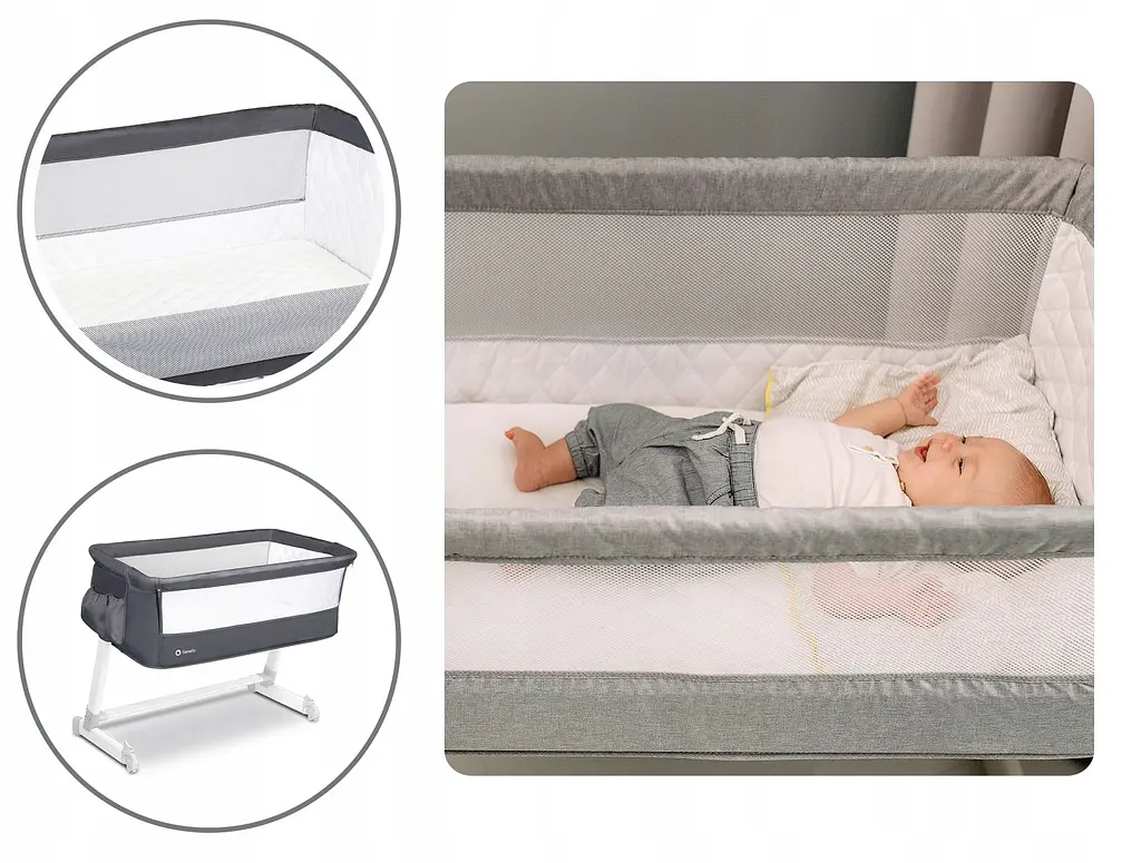 Кроватка приставная Lionelo THEO Dark gray - фото 8