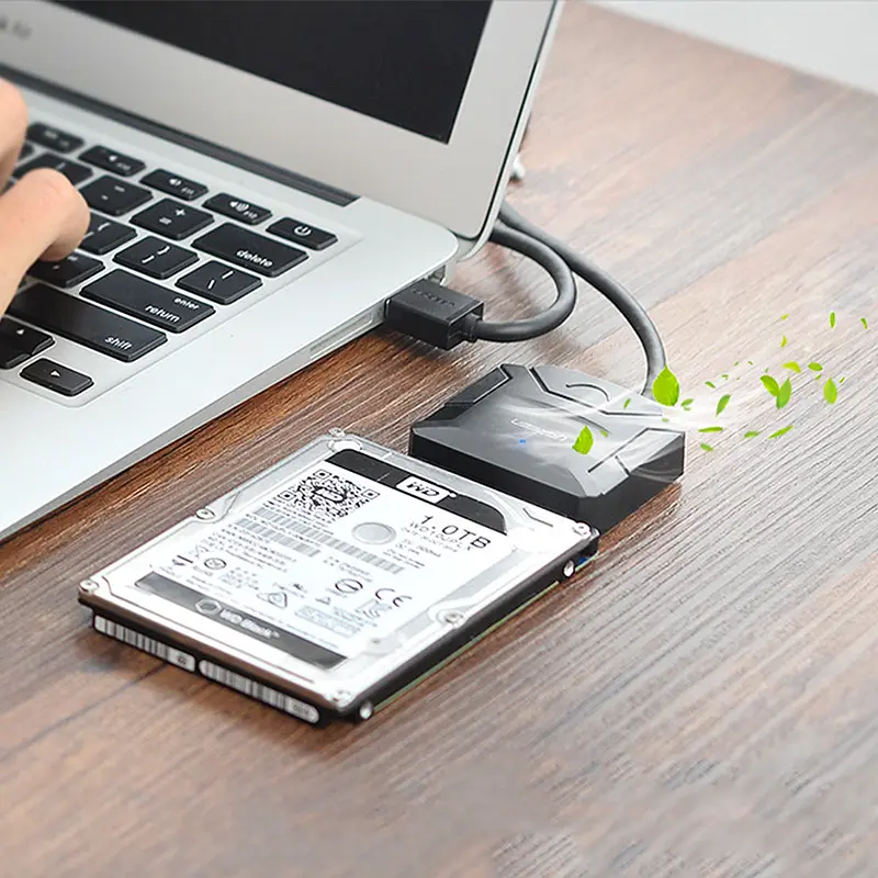 Перехідник Ugreen USB 3.0 Type-A SATA III F + DC Adapter CR108 чорний - фото 6