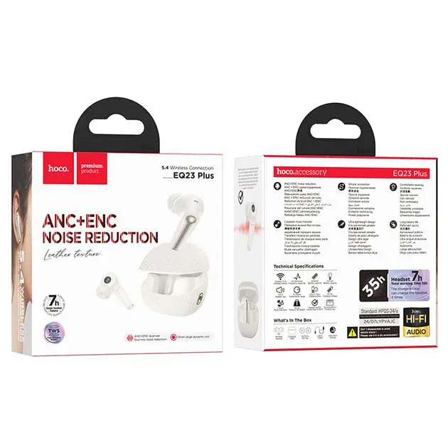 Беспроводные вакуумные наушники Hoco EQ23 Plus Duke Ⅱ, TWS, ANC, ENC, BT5.4, headset, 40mAh, 400mAh, 6-7h, Milky White - фото 3