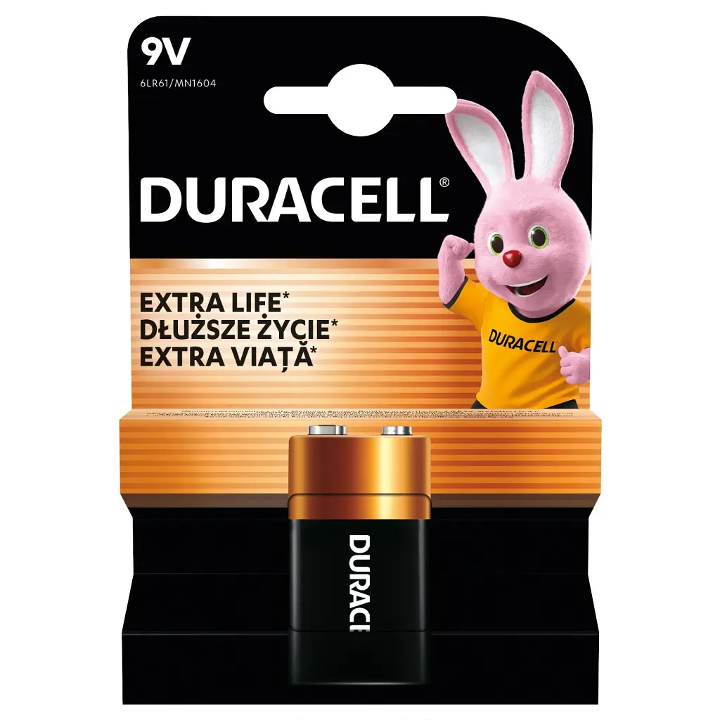 Батарейка Duracell 9V лужна 1шт. в упаковці (5000394066267 / 81483681) - фото 2
