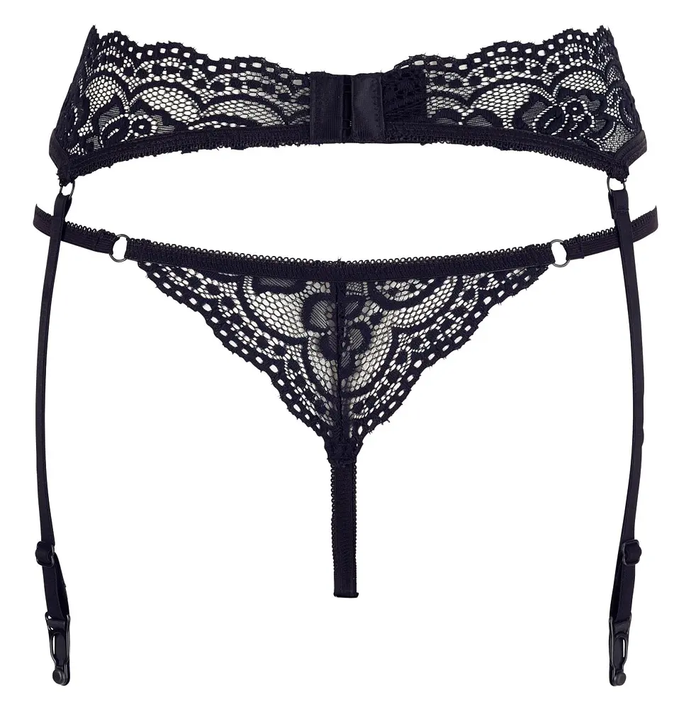 Стринги з поясом для чулок Cotelli Collection String & Suspender Belt black, M Cottelli 513223218741031 90468 - фото 4