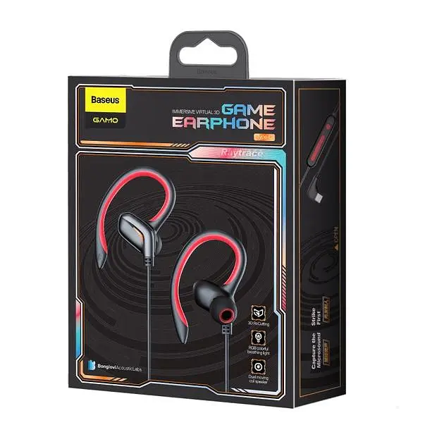 Дротові навушники Baseus Gamo Immersive Virtual 3D Game Type-З Earphone, 1.2m, red - фото 4