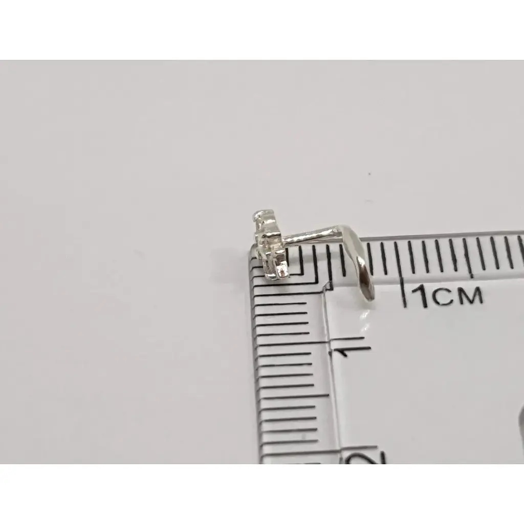 Срібна сережка-пірсинг в ніс Dear. 1041.1С Білий - фото 2