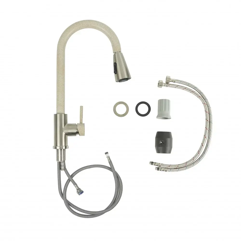 Змішувач кухонний Platinum KT 8203 (8614) одноважільний з висувним виливом сафарі комбі (000033951) - фото 2