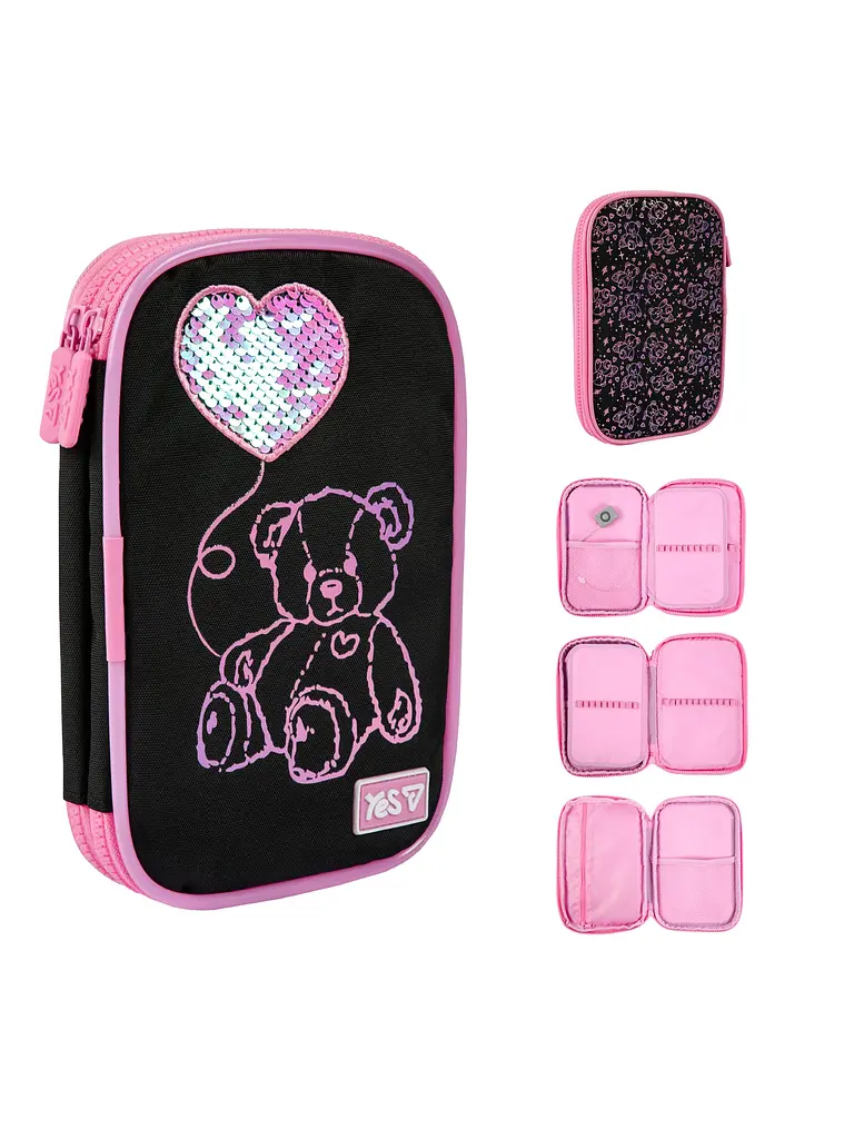 Пенал м'який YES PH-35 Pink Bear з LED (533777) - фото 3