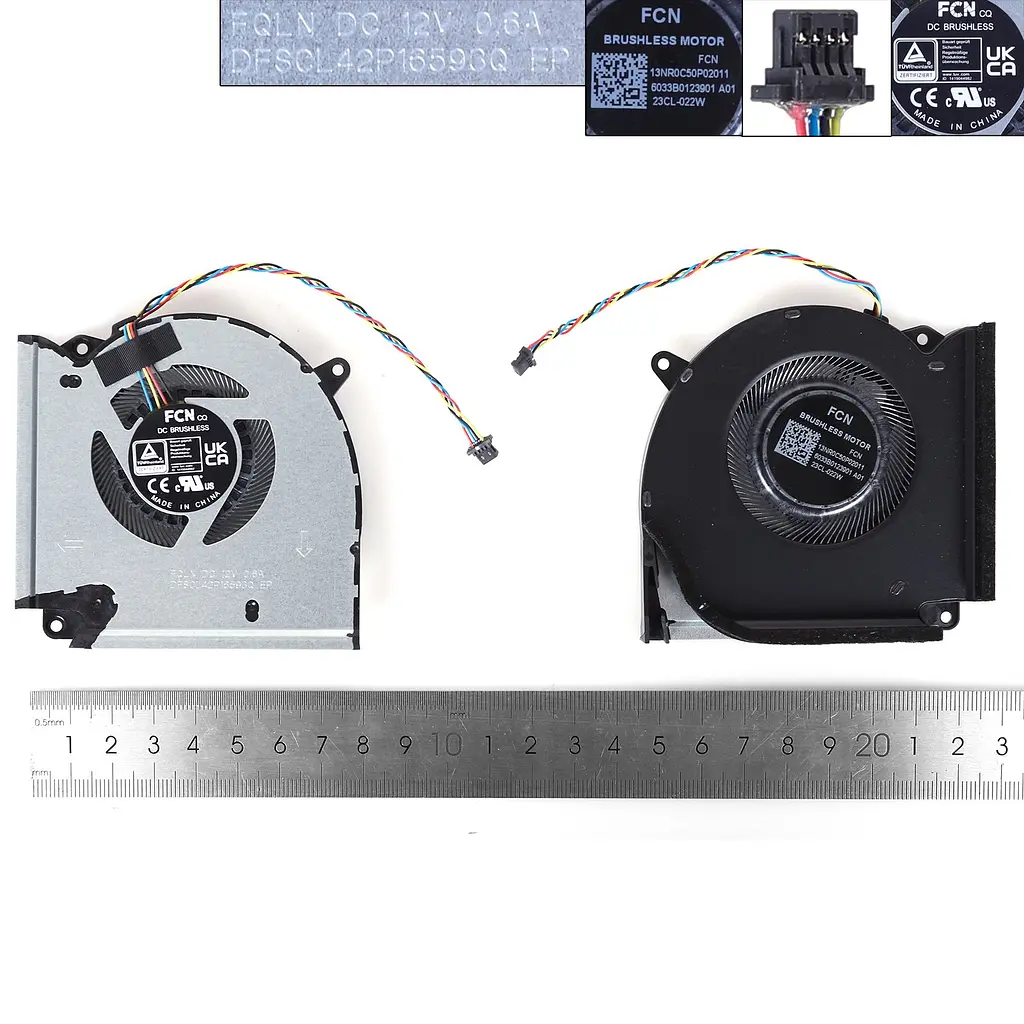Вентилятор для Asus ROG Strix G713PI G713PV G713PU, (CPU 12V 0.6A, 13NR0C50P02011, 6033B0123901) - фото 3