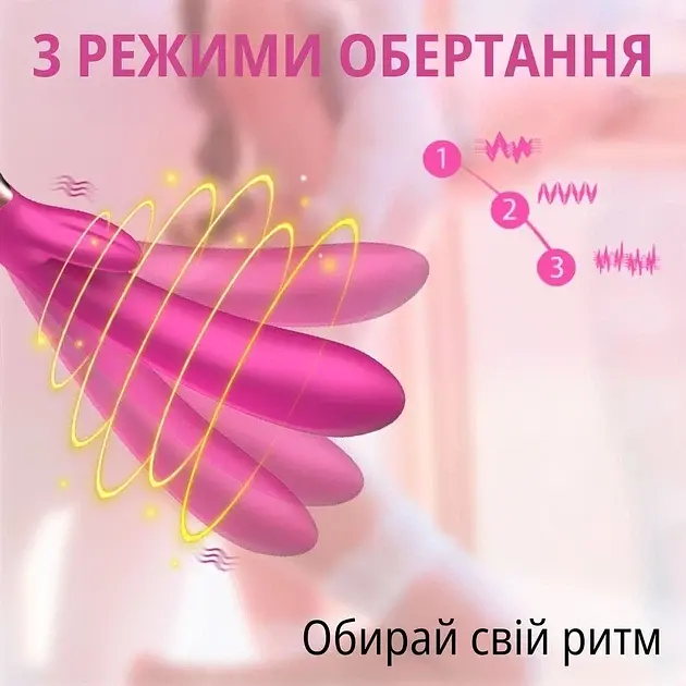 Вібратор I’MCUM Rose Twist з вібрацією, обертанням та насадками (IM-ZDB211) - фото 4