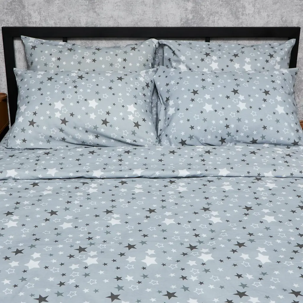 Комплект постільної білизни Moon&Star Бязь Gold Люкс Silver Stars King Size 220x240 наволочки 4х50х70 - фото 4