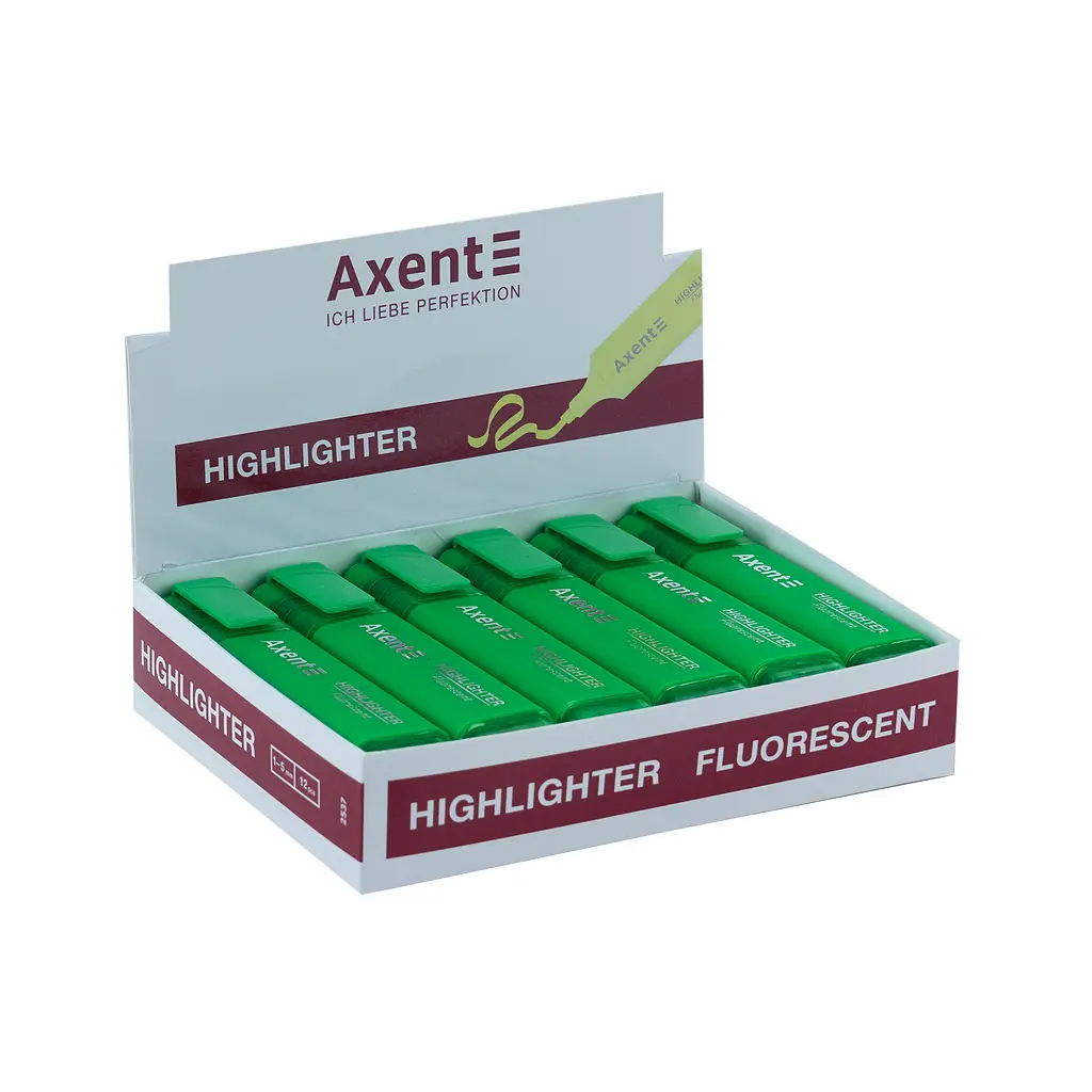Маркер Axent Highlighter 2537-A, 1-5 мм клиноп. зелений (2537-04-A) - фото 2
