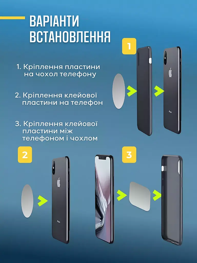 Тримач магнітний для телефона 360° в машину, телескопічний на присосці, Чорний (4855131763) - фото 5