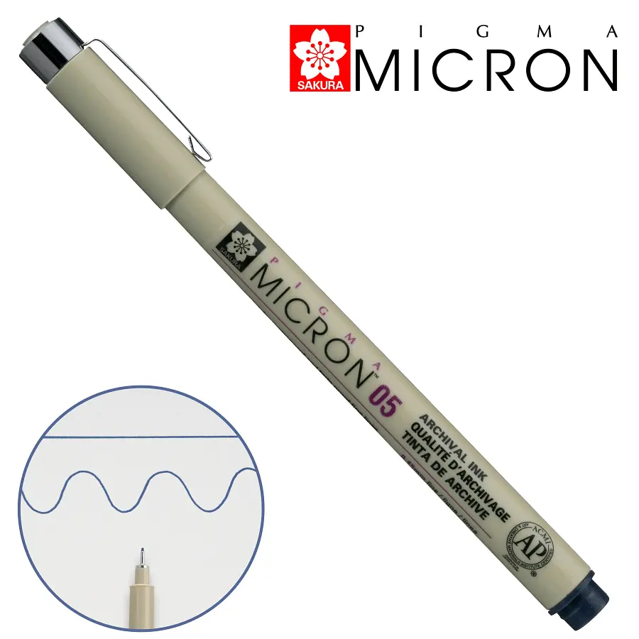 Лінер Sakura PIGMA MICRON (0.5), 0,45 мм синьо-чорний