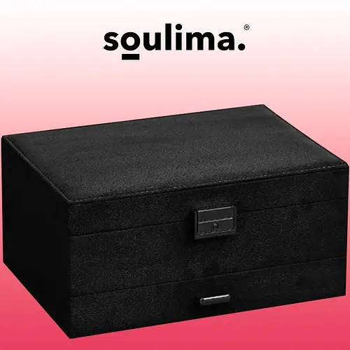Скринька для прикрас Soulima 22262, органайзер для ювелірних виробів із ключем, скринька для прикрас та годинників, чорна - фото 8