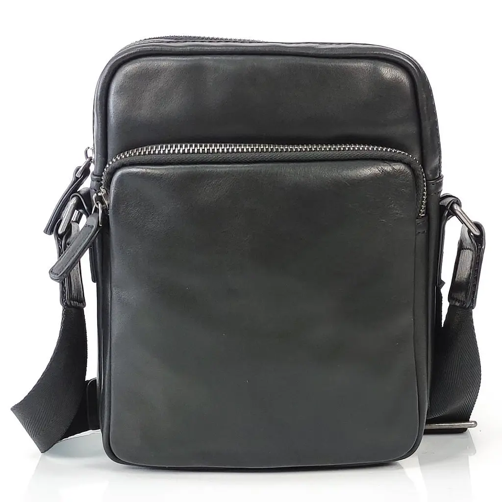 Сумка чоловіча шкіряна чорна Tiding Bag 168A - фото 5