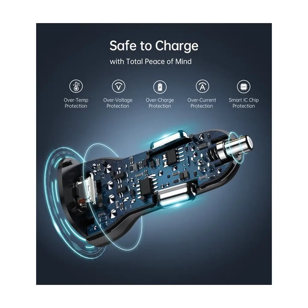 Зарядное устройство для Choetech car 2хUSB-C 40W PD black (TC0008-BK) - фото 7
