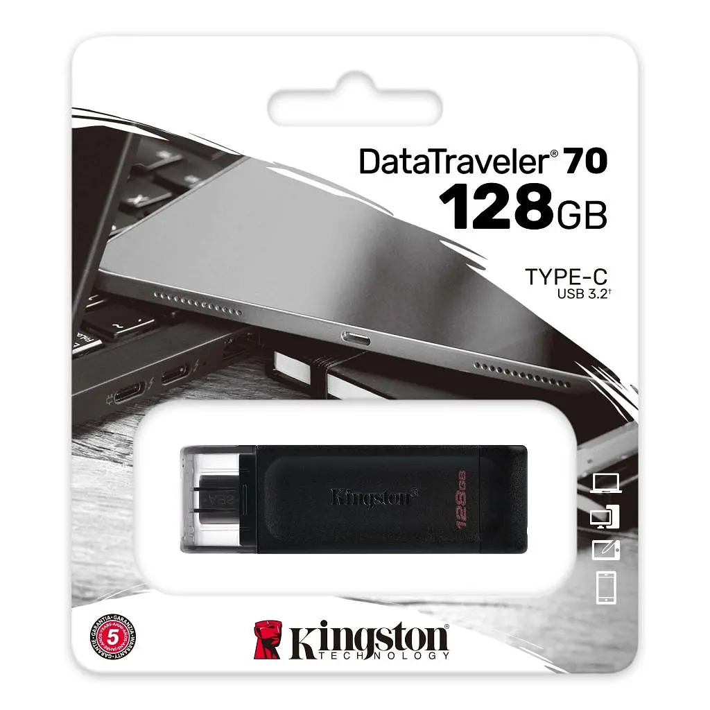 USB флеш накопичувач Kingston 128GB DataTraveler 70 USB 3.2 / Type-C (DT70/128GB) - фото 3