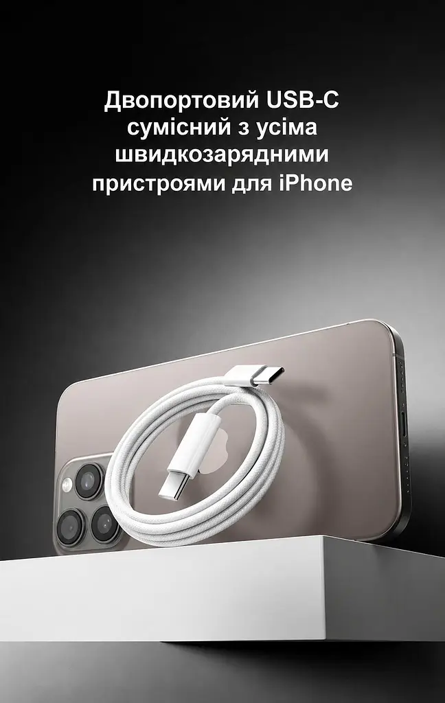 Кабель XON SmartCable Type-C - Type-C PD 60W 3м MaxCharge (SC602C6W3W 5590) Білий - фото 5