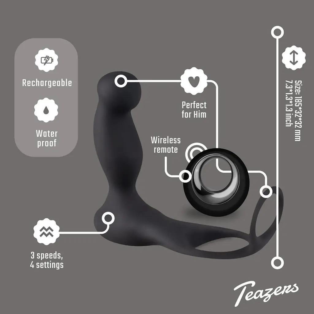 Стимулятор простати Teazers CockBall Ring, 7.5 см (чорний) - фото 12