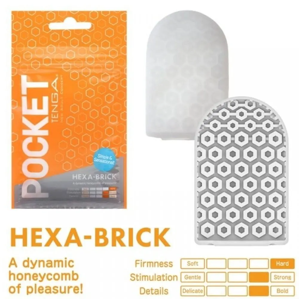 Кишеньковий міні-мастурбатор Tenga Pocket Hexa-Brick, 7.5х5.5 см (помаранчевий) - фото 2