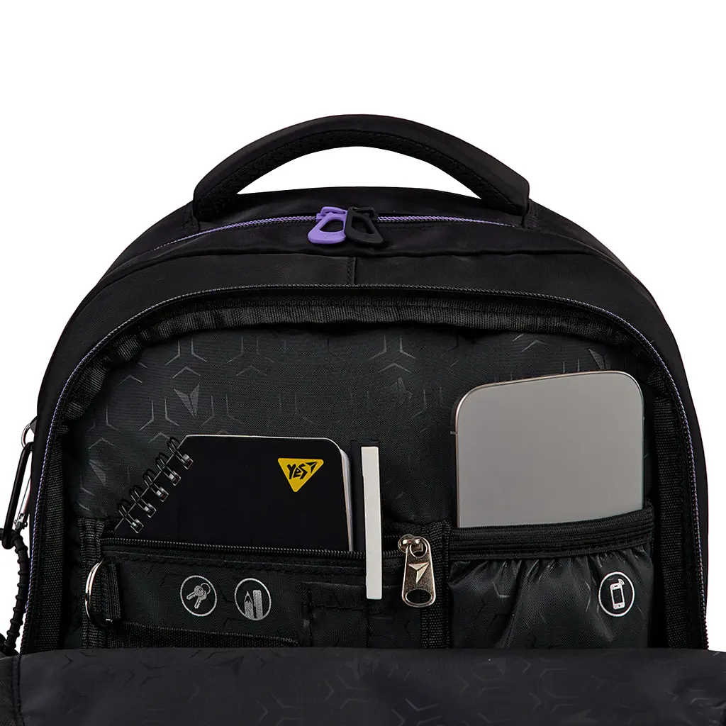 Рюкзак шкільний YES TS-48 Purple Hearts 45х31x15 см Чорно-фіолетовий (559923) - фото 5