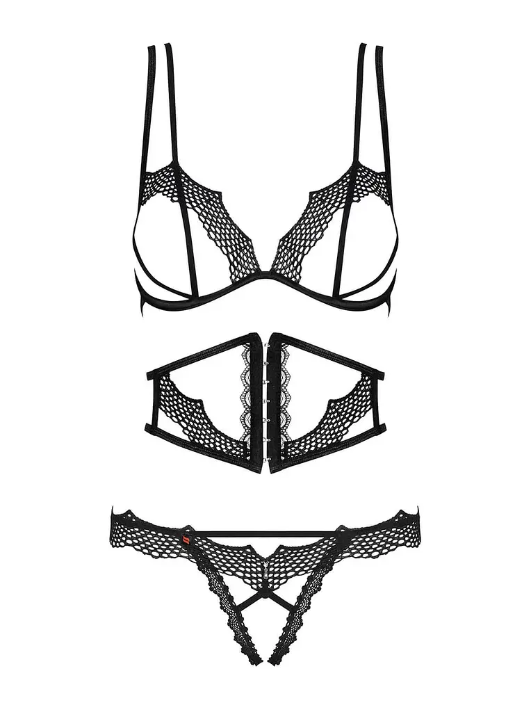 Комплект білизни Obsessive Bravelle L/XL чорний - фото 5
