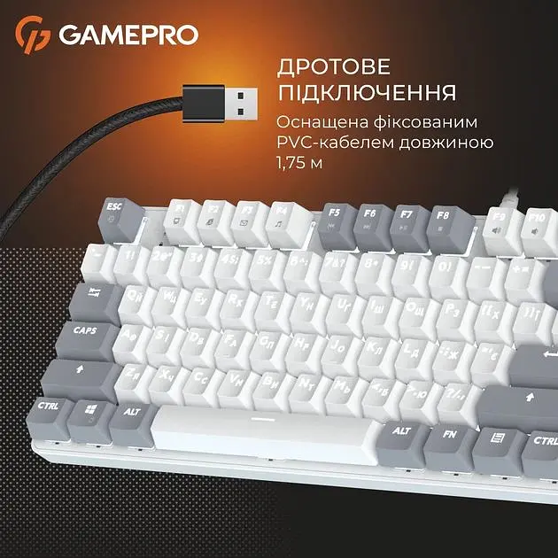 Клавиатура проводная GamePro Genesis Metallic Outemu Red Swithes USB White (MK110W) - фото 8