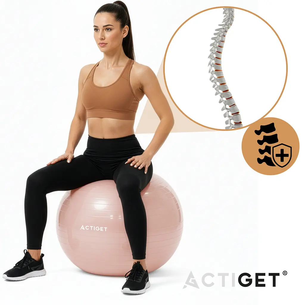 М'яч для фітнесу (фітбол) Actiget 65 см з насосом ACT0143 Light Pink - фото 4