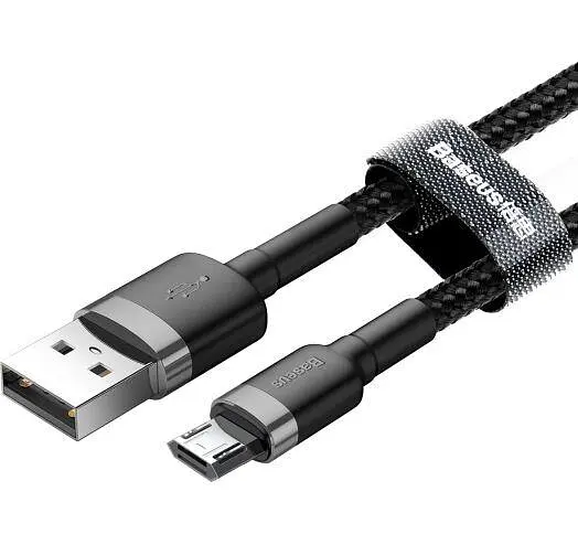 Кабель Baseus cafule Cable USB For Micro 2.4 A 0.5 M Gray Black (CAMKLF-AG1) - фото 3